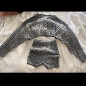 Fashion Nova Heather Grey Knitted Sweater Set